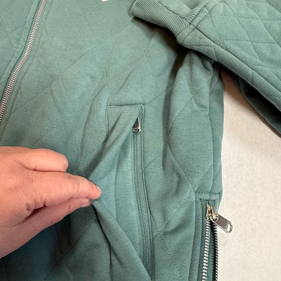 Athleta | Retroplush Bomber Jacket Deep Ocean Teal Small ***NEW*** - Picture 6 of 11